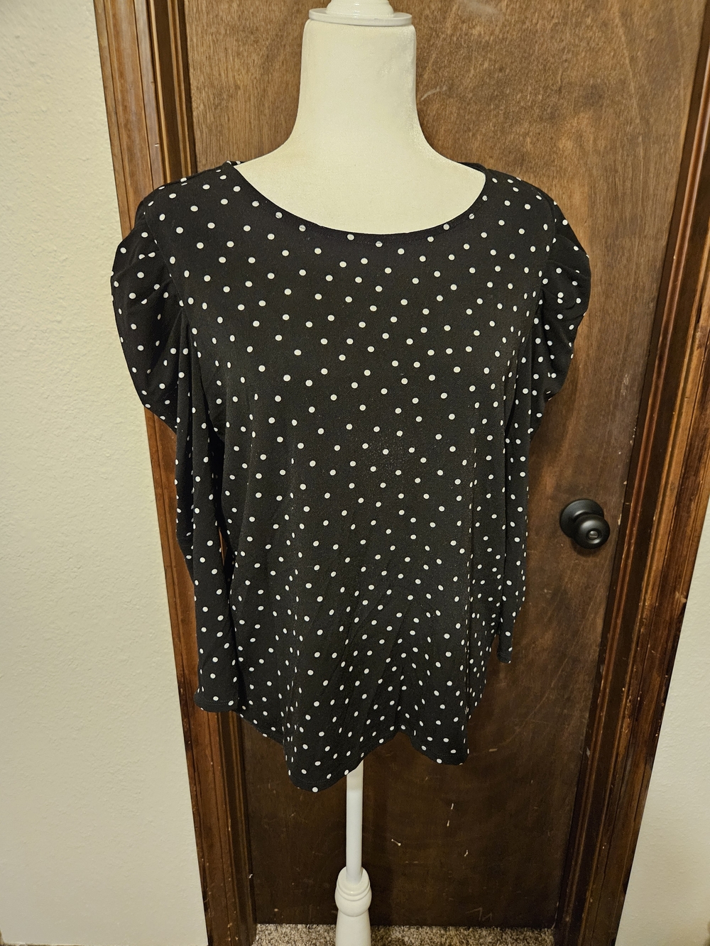 Black Polka Dot Women’s Top - Classic Scoop Neck